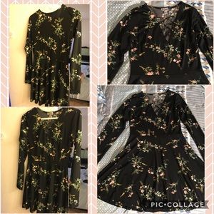 Black Floral Dress NWOT